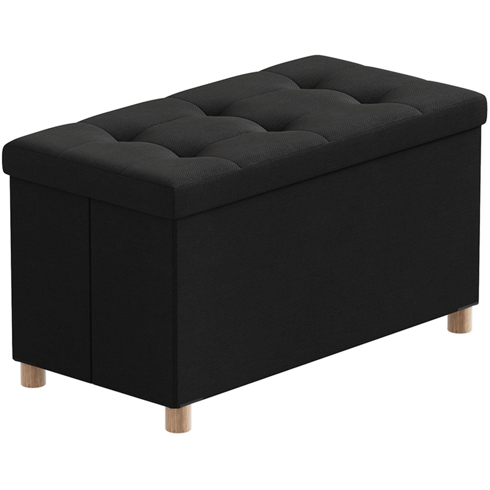 Brian & Dany Puff Almacenaje, Baul Almacenaje Dormitorio, Banco Almacenaje con Pies de Taburete, Negro, 76 x 38 x 38 cm
