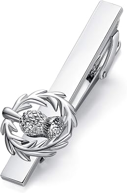 HONEY BEAR Mens Scortland Thistle Flower Tie Clip Bar for Normal Size Gift 5.4cm