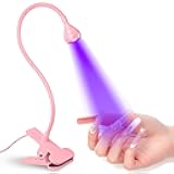 UV Nail Lamp 395nm 3w UV Light for Nails Gooseneck Led Nail Lamp with Clamp for Gel Nails and Ultraviolet Curing Portable Light 5v USB Input Nail Dryer with 4 Levels Dimming Pink