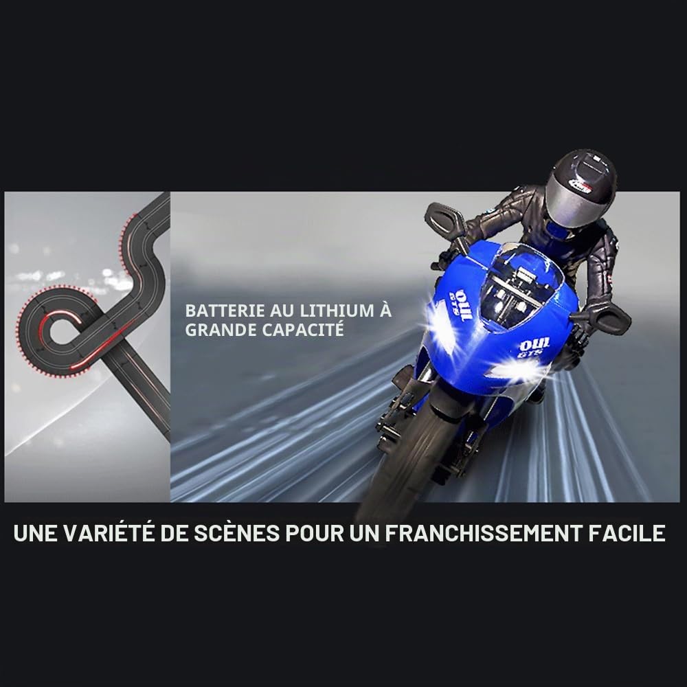 Goolsky Moto de cascade télécommandée auto-équilibrée 1/6 2,4 G moto télécommandée qui tourne en place / équilibre auto-stabilisant / drift à 360°