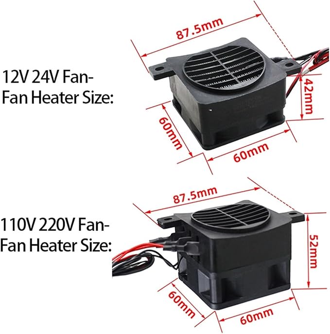 Calefactor Eléctrico Cerámico 400W 12V-220V con Ventilador miniatura 2