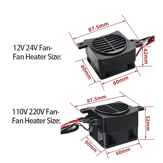 Calefactor Eléctrico Cerámico PTC 70W-400W 12V-220V miniatura 6