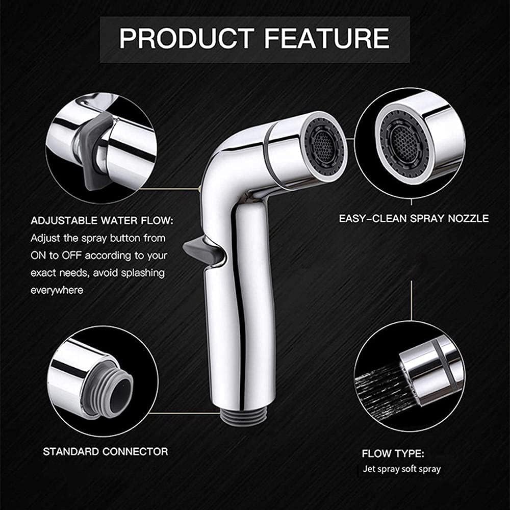 Bidet Spray Set Handheld Sprayer, Multi-Function 304 Stainless Steel 2 Patterns Handle Toilet Sprayer Bathroom Toilet Cleaning Shower Kit, 1/2 Connection
