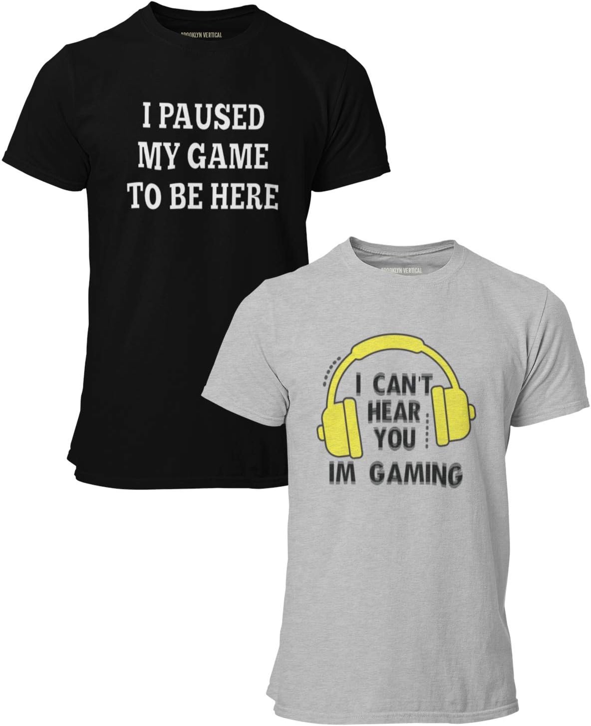 BROOKLYN VERTICAL 2-Pack Mens Video Gamer Gaming Short Sleeve Crew Neck T-Shirt| Soft Cotton Graphic Tees Sizes S-XL BROOKLYN VERTICAL 2-Pack Mens Video Gamer Gaming Short Sleeve Crew Neck T-Shirt| Soft Cotton Graphic Tees Sizes S-XL