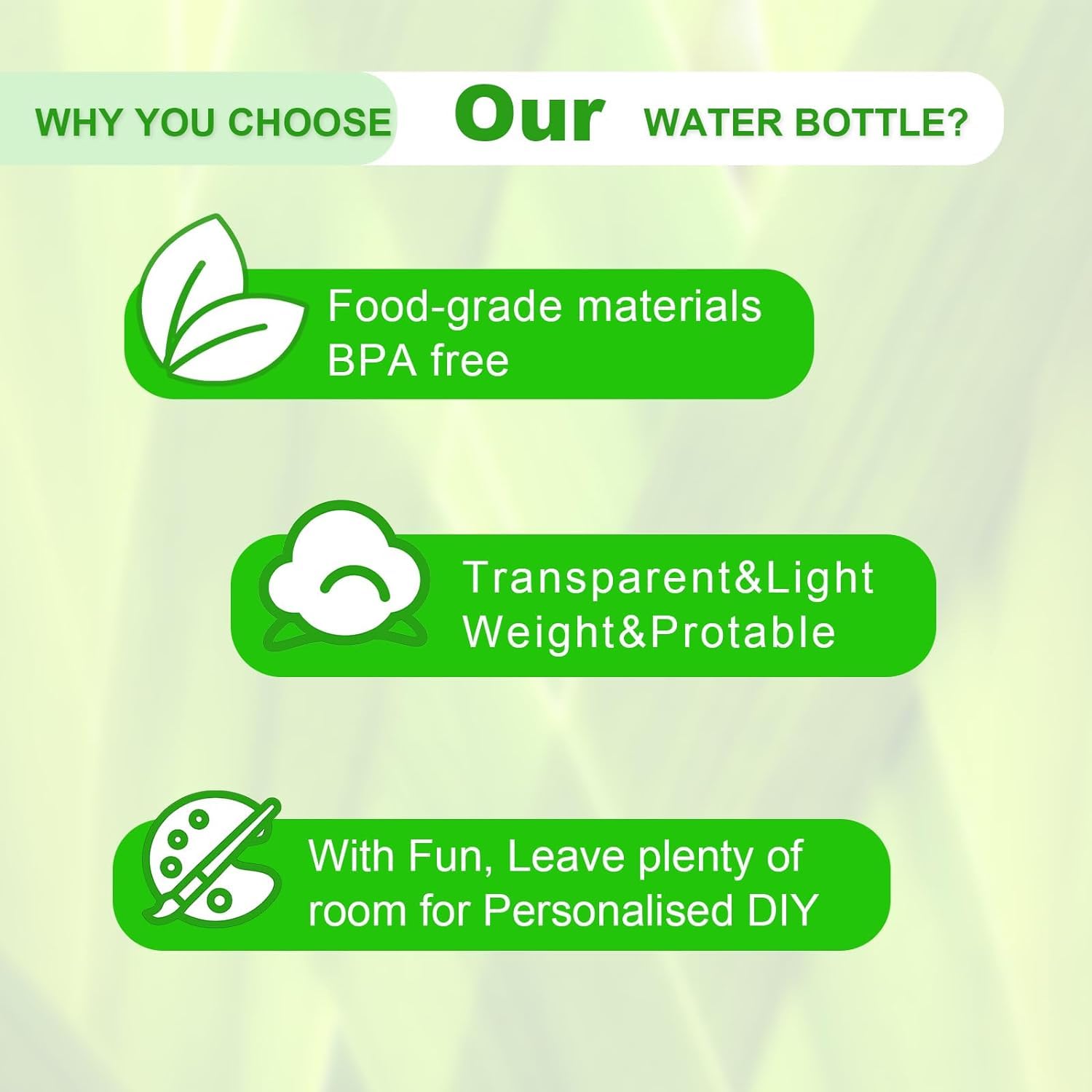 Transparente Wasserflaschen mit Strohhalm, 680 ml, 12 Stück, wiederverwendbare Sport-Wasserflasche mit Griff, Camping, geeignet für personalisiertes DIY-Geschenk