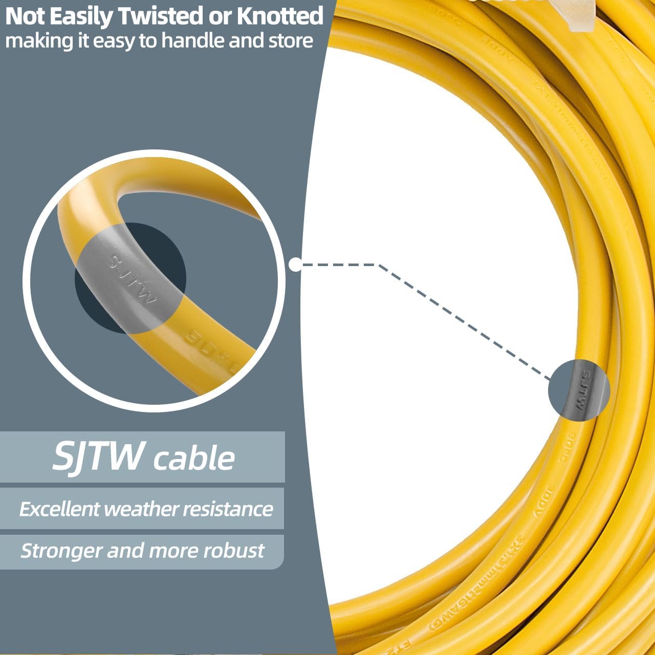 50ft 101678 Extension Cord Compatible with Pro Team Backpack Vacuum - Vacuum Cleaner Parts Replacement Heavy-Duty 16 Gauge Extension Power Cord Compatible with Pro Team Vacuum - Yellow