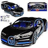 bugatti chiron modellauto 1 18 Aus Metall mit Plastikteilen, öffnenden Türen, Motorhaube, ausfahrbarem Heckspoiler, drehbaren und lenkbaren Rädern.