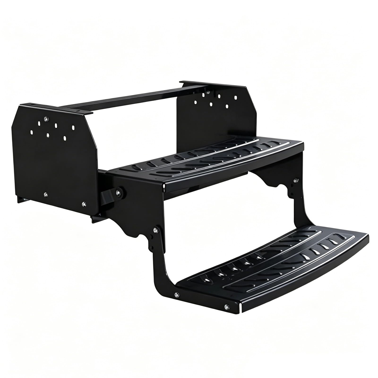 Folding RV Steps, 2 Layer Camper Steps, Manual, Carbon Steel, Anti-Slip, for Travel Camping Trailers, 440lbs Capacity