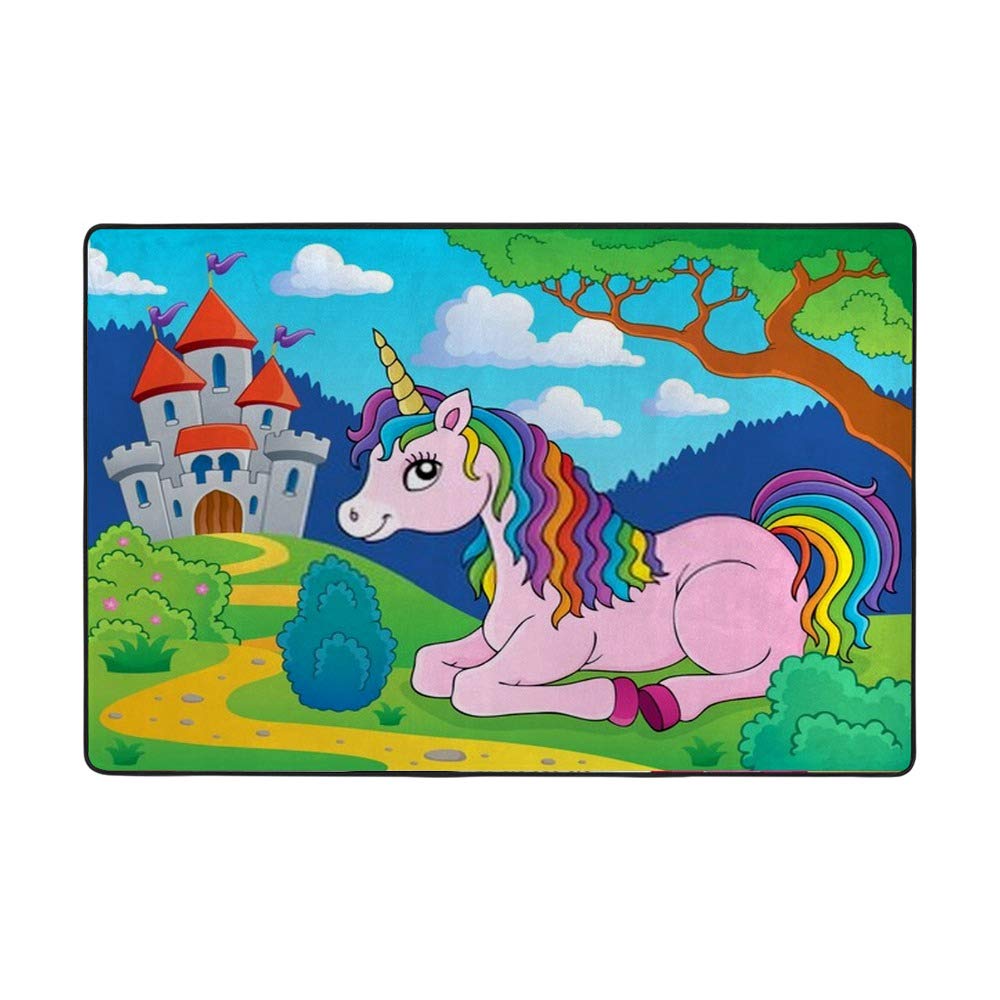 Tapis licorne moderne grand format pour protéger le sol de la salle à manger