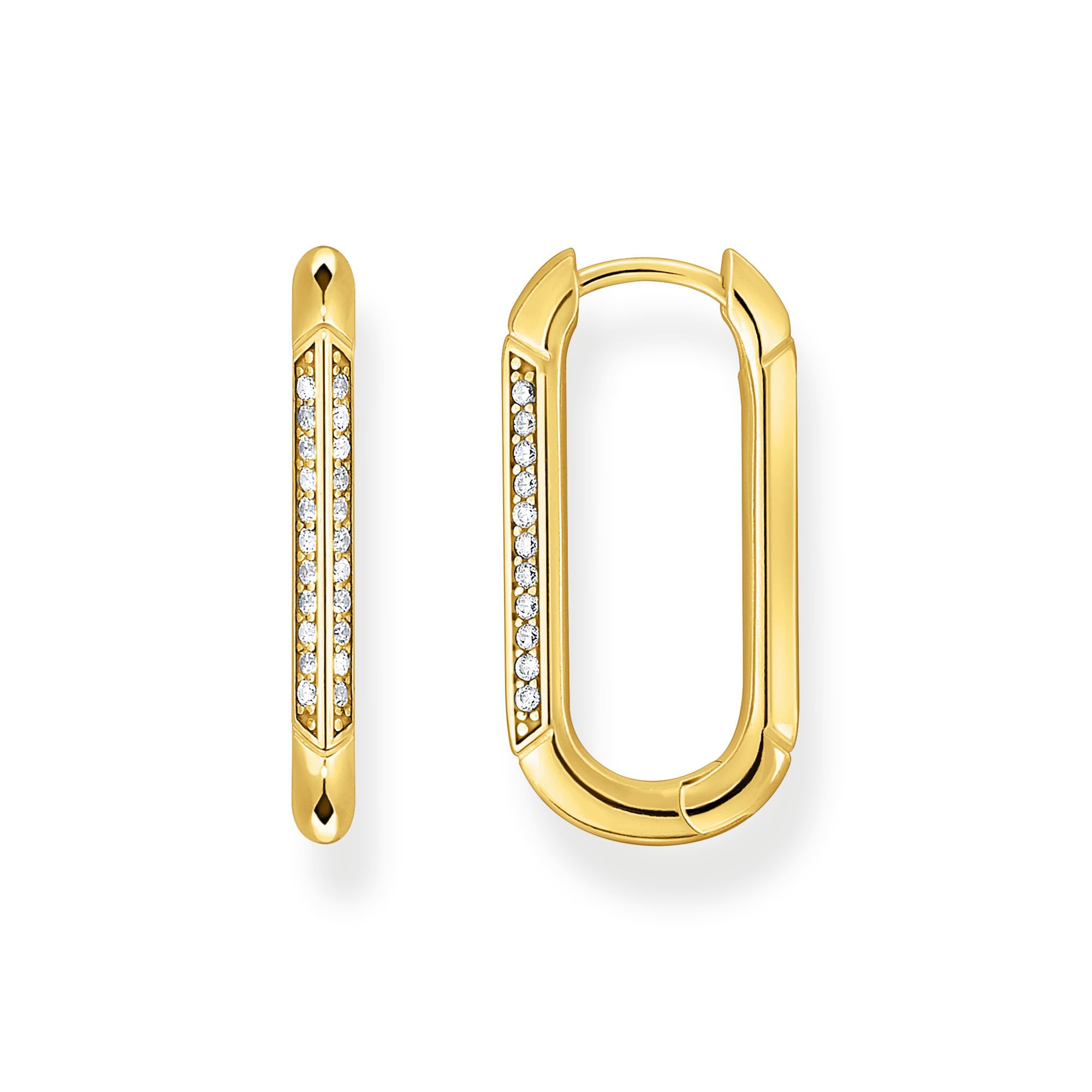 THOMAS SABO Creolen Ankerelement mit weißen Steinen vergoldet 750 Gelbgold Vergoldung, 925 Sterlingsilber