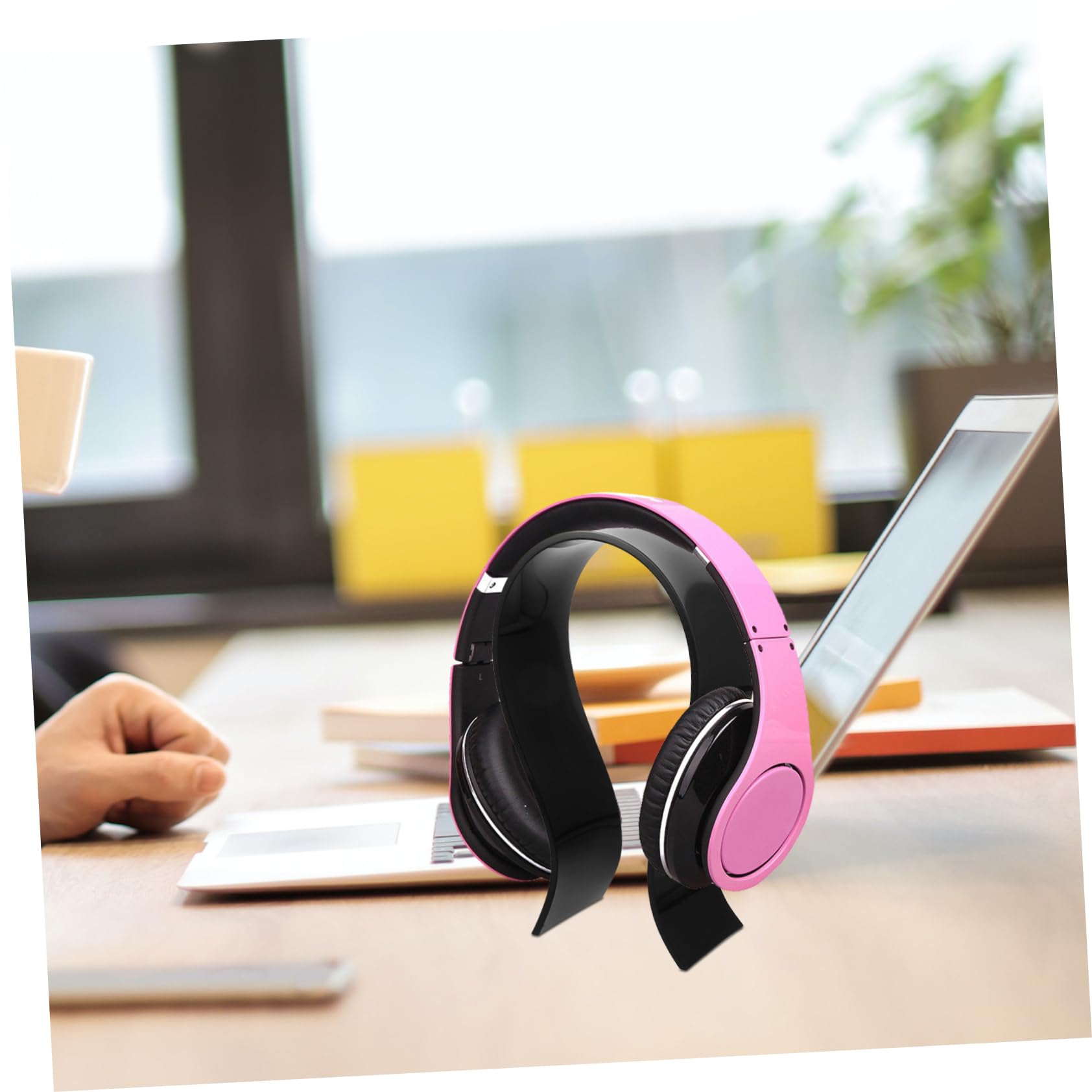 SHINEOFI 4 Piezas Soporte Acrílico Para Auriculares Soporte Para Auriculares Estante Para Auriculares Gancho Para Auriculares Colgador De Auriculares De Escritorio Black