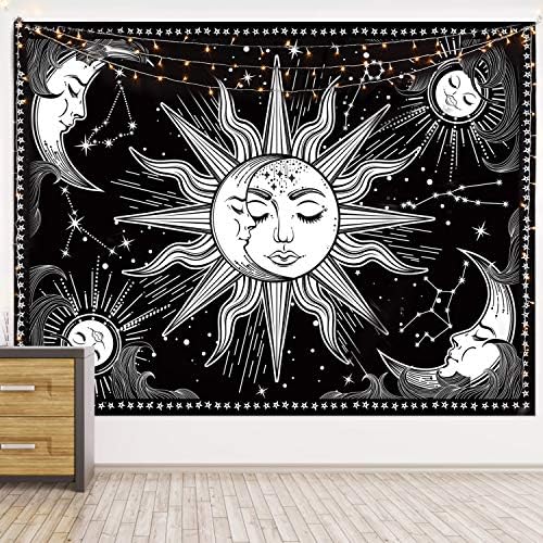 Hotmir Wall Tapestry - Trendy Tapestry Wall Hanging as Wall Art and Home Decor for Bedroom, Living Room, Dorm Decor (Black White 2, 51.2X59.1 Inches)
