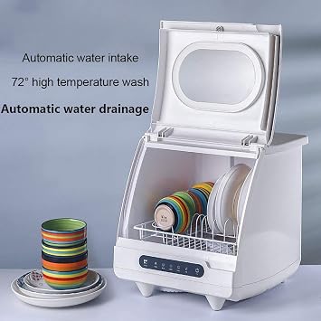 Portable Countertop Dishwasher, 6 Place Settings, Stainless Steel Tub, Compact Design for Apartments, Delay Start Function, No Plumbing Needed