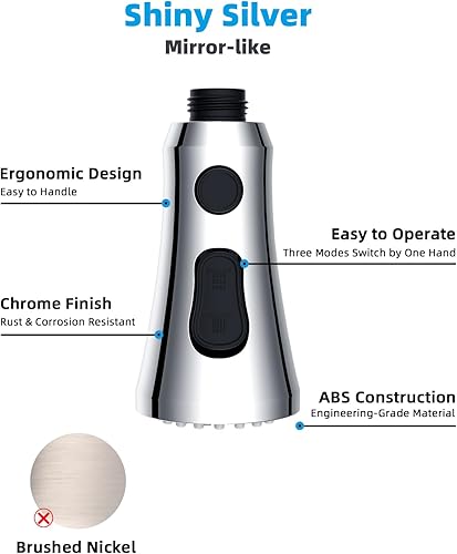 Vista 35 de Hibbent Reemplazo de cabezal de grifo de cocina extraíble, 3 funciones NSF/ANSI/CAN 61 y boquilla rociadora de fregadero certificada CUPC, 15 Bronce