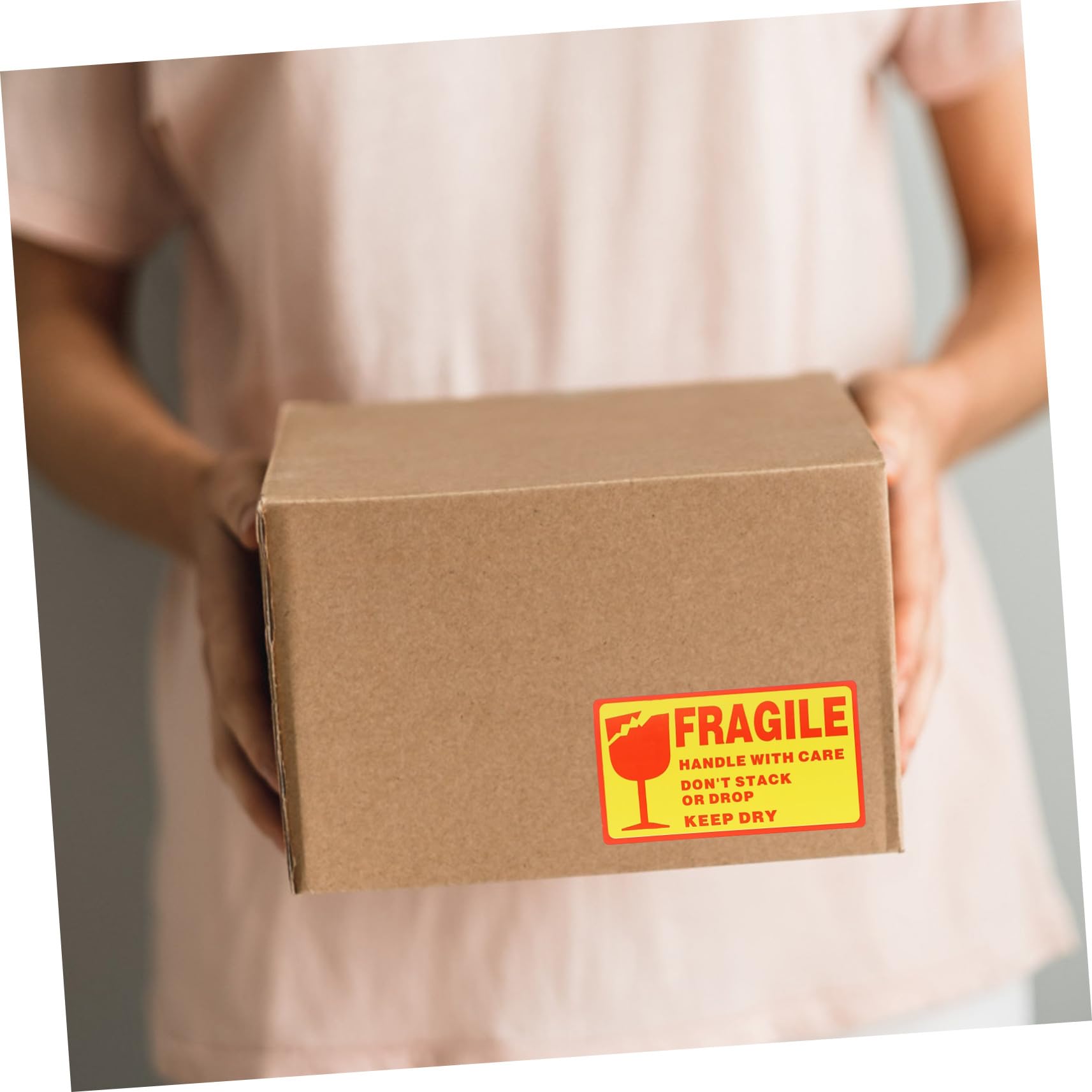 Étiquette Adhésive Fragile Rouge et Jaune Autocollants Avertissement pour Colis Résistant et Polyvalent pour Emballage et Expédition