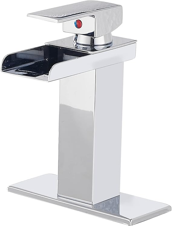 GGStudy Waterfall Bathroom Faucet Single Handle One Hole Bathroom Sink