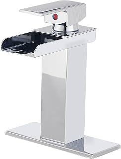 GGStudy Waterfall Bathroom Faucet Single Handle One Hole Bathroom Sink Faucet Basin Mixer Tap Chrome Lavatory Faucets