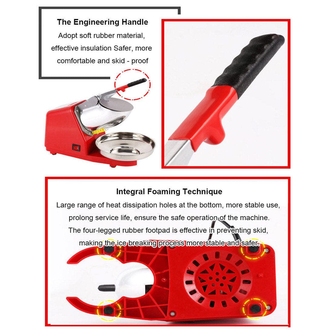 Rasoio Per Ghiaccio Aggiornato (Doppie Lame/Doppie Coperture/Doppie Scanalature/Tubo Di Scarico), Tritaghiaccio, Creatore Di Coni Di Neve, 85 Kg/H, 2200 Giri/Min,Per Uso Domestico E Commerciale,C