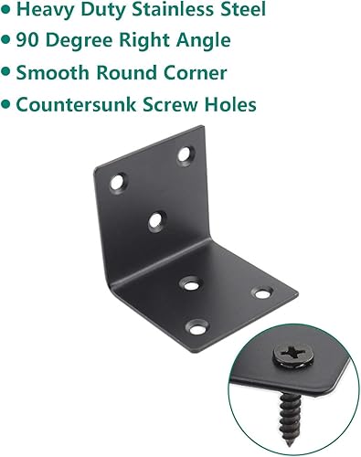 Miniatura 5 de Soporte de esquina de acero inoxidable resistente, soporte de estante en forma de L, soporte de esquina de 90 grados, articulación grande, ángulo