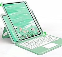 Vista 13 de iPad Air Air2 iPad 5ª 6ª generación 9.7 pulgadas iPad 5 iPad 6 Funda con teclado Touchpad horizontal/vertical Soporte magnético desmontable BT