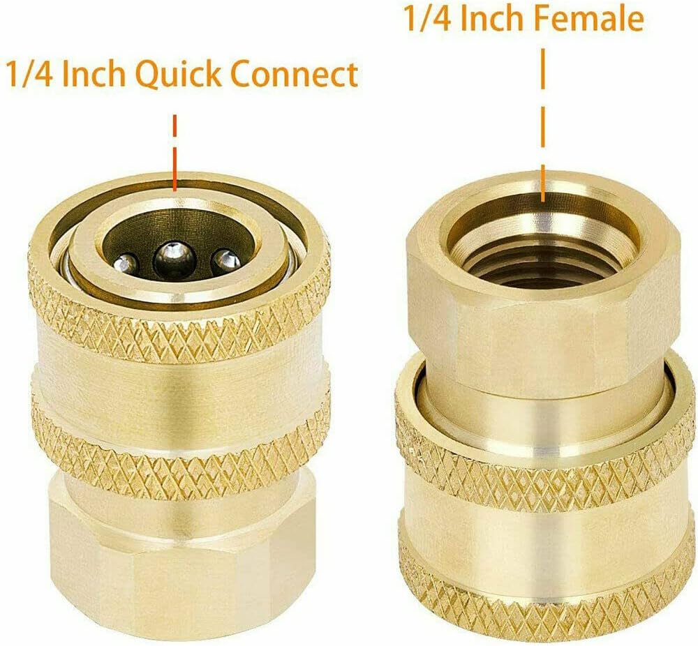 4PCS Pressure Washer Coupler Brass Fittings 1/4 Inch Quick Connect to Female NPT