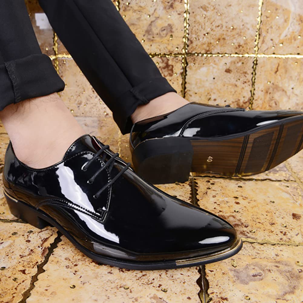 Derby Cuir Vernis Chaussure de Ville à Lacets Homme Bout Pointu Chaussure Affaire Bureau Costume Mariage Grande Taille 45 46 47 48
