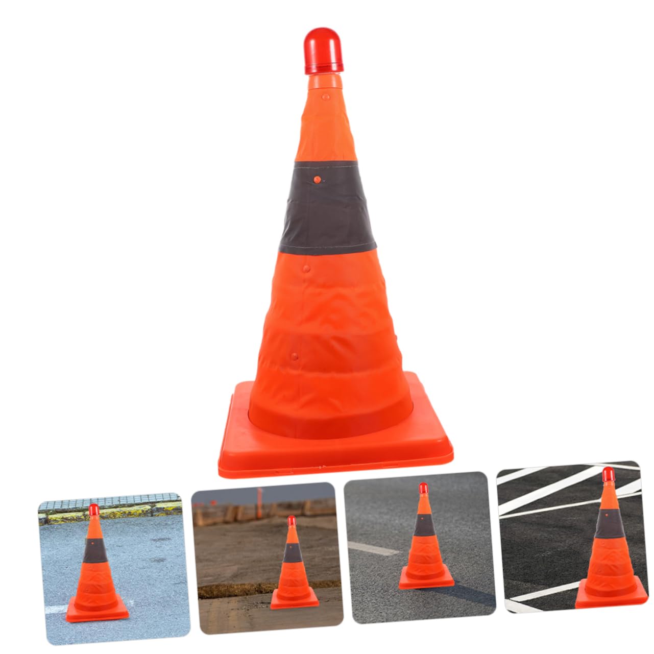 Cabilock 2 pièces Cône de LED Pliable et Réfléchissant Cône de Chantier Multifonction avec Lumière pour Sécurité Routière et Gestion Urgence Lot Batterie