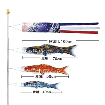 鯉のぼり　鯉のぼりと吹き流しのみ　4点セット　子どもの日　端午の節句 楽天市場】【楽天1位】 こいのぼり 金箔こいのぼり 吹き流し 3色