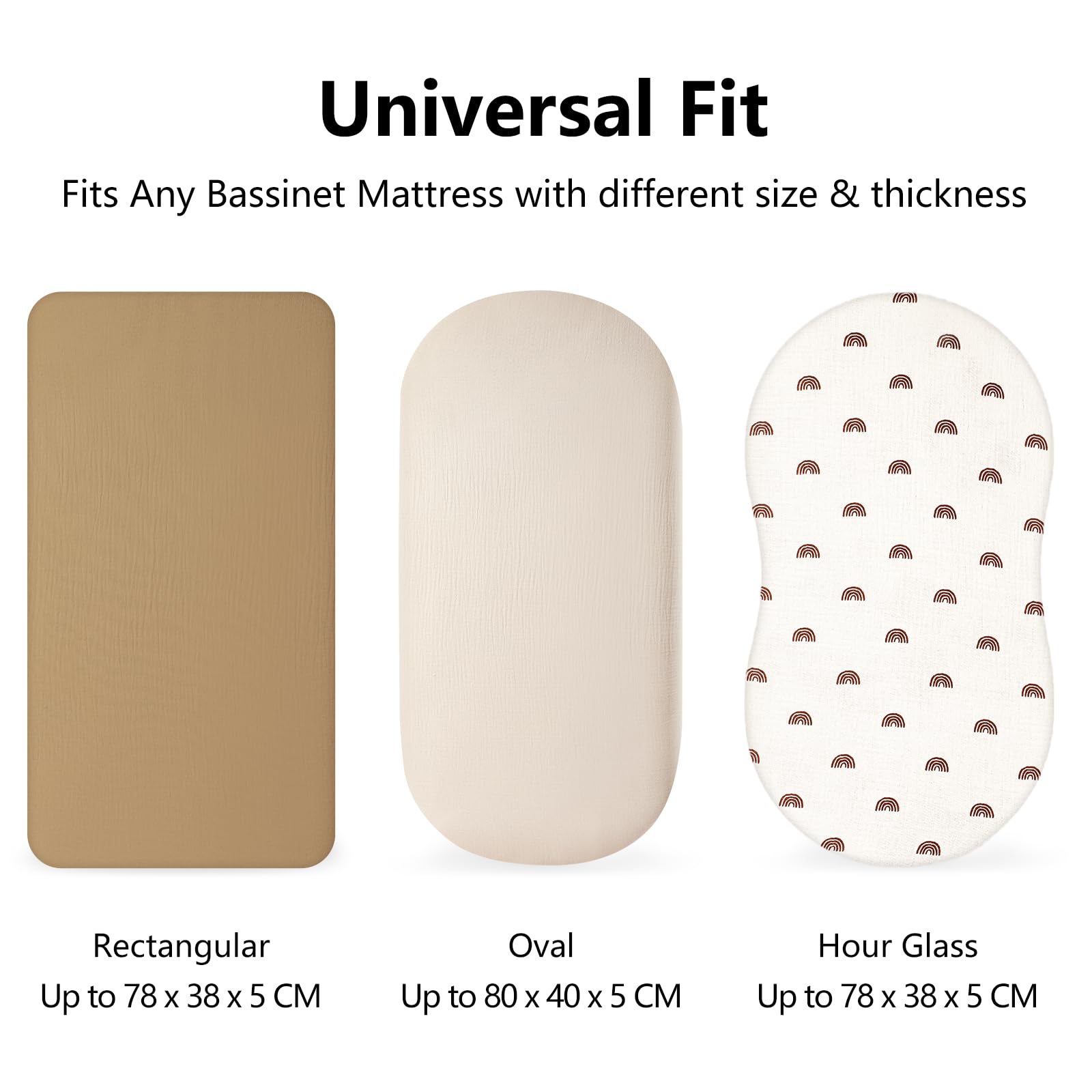 Peepeemax Lenzuola Navicella Universale Lenzuola Culla Neonato Lenzuola Carrozzina Neonato,100% Mussola di Cotone 70x32 70x35 75x35cm 80x40cm (Rosa)