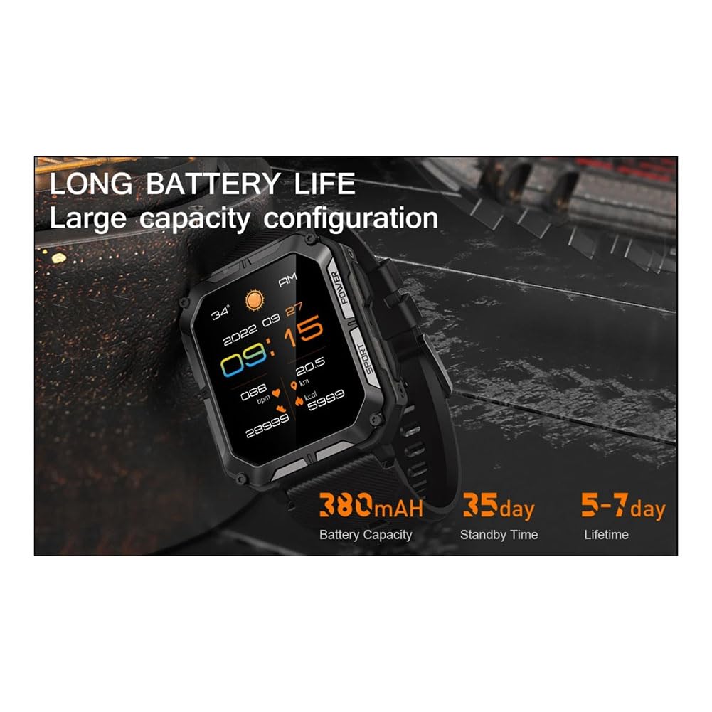 C20 Pro Watch Voice Assistant BT Wireless Call Business Outdoor Sports IP68 Orologio Impermeabile per Android/IOS Facile da Usare Nero