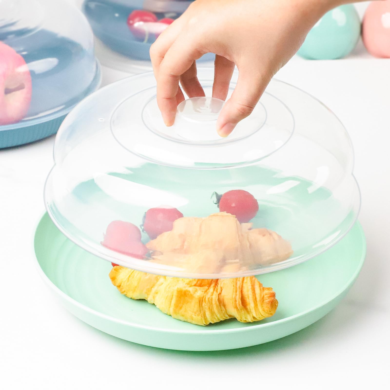Lot De 3 Cloches Micro-ondes Transparentes Bugucat - Protection Anti-éclaboussures Sans BPA 23x23x7.5cm