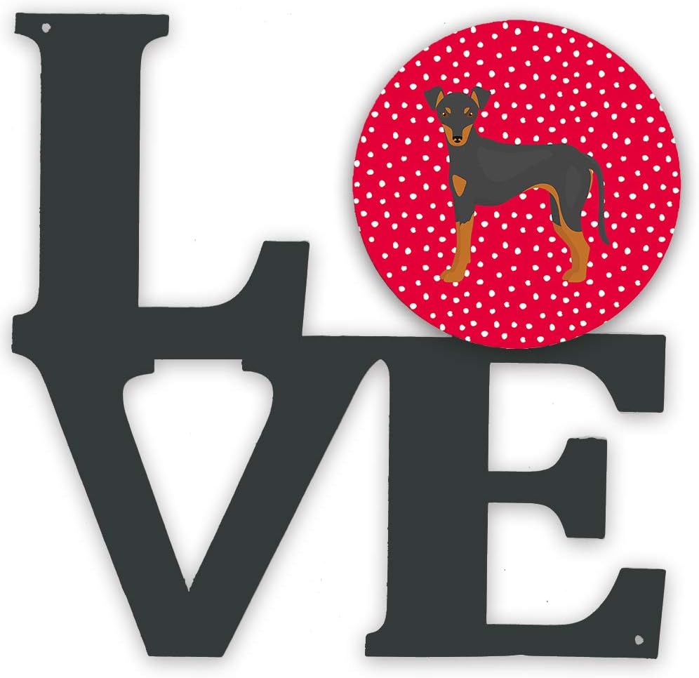 Caroline's Treasures CK5863WALV Manchester Terrier #2 Love Metal Wall Artwork Love, Red Indoor Outdoor Art Decor Patio, Bathroom, Kitchen Colorful Aluminum and Black Steel Sculpture