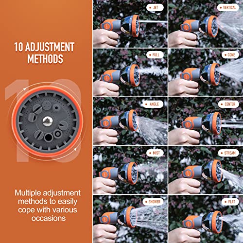 Water Hose Nozzle Sprayer, Bibury Hand Sprayer With 10 Spray Patterns And On Off Valve Thumb Control, High Pressure Garden Hose Spray Nozzle For Watering Plants, Cleaning, Car Wash And Showering Pets #TOP2