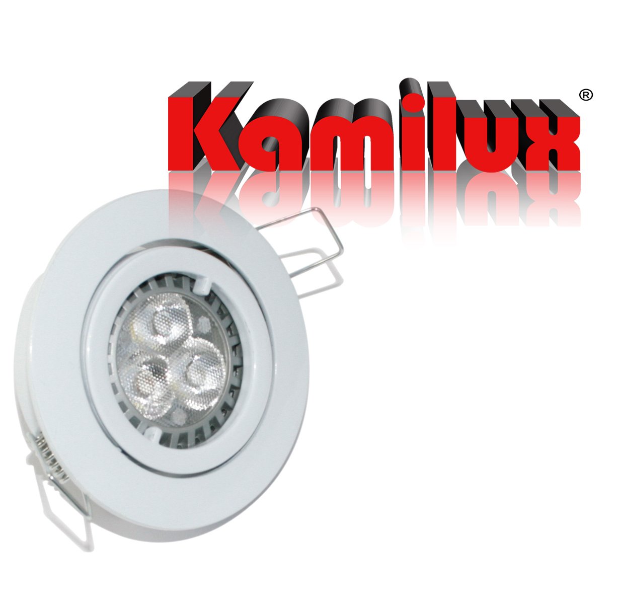 6er Set Power LED Einbauleuchte Bajo 230V GU10 weiss + Power LED 5 Watt in tageslichtweiss
