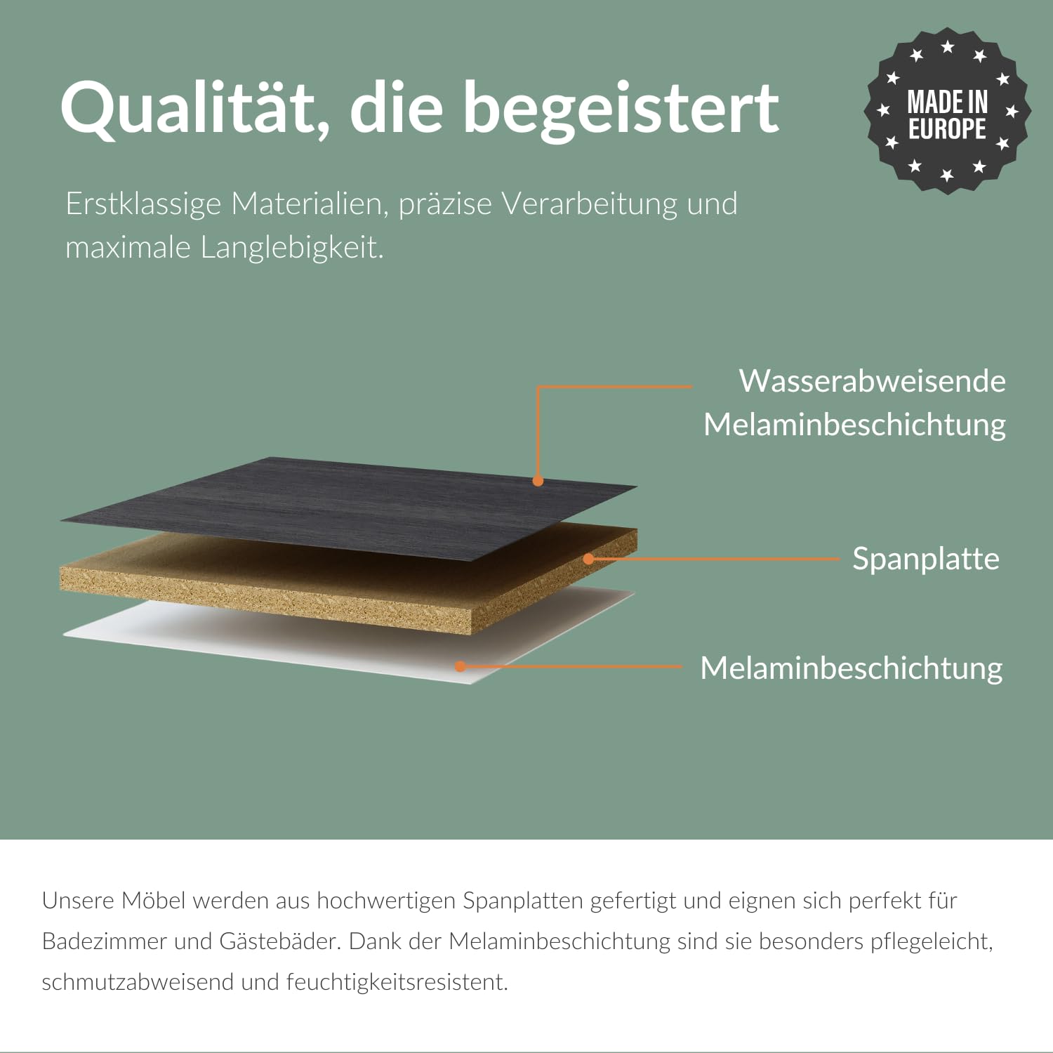 Planetmöbel Badmöbel Set Waschtisch mit Unterschrank 40 x 60 x 29 cm, Spiegel mit Beleuchtung 50 x 90 cm für Badezimmer, Gäste WC & Bad, Anthrazit