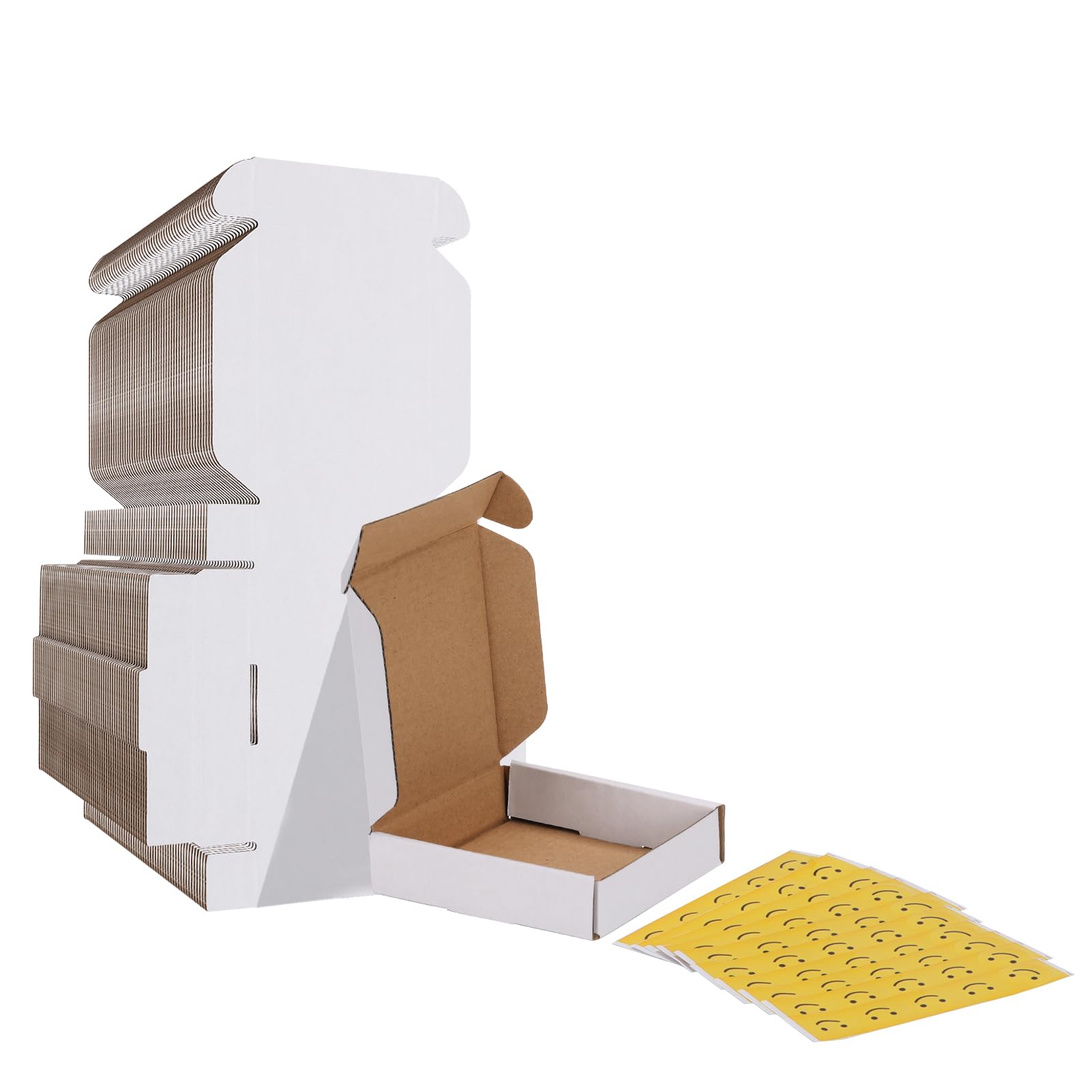 HORLIMER 4x4x1 inches Shipping Boxes Set of 50, White Corrugated Cardboard Box Literature Mailer