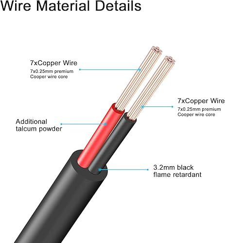 Miniatura 4 de Cable de extensión de alimentación CC de 16.5 pies, enchufe de 0.083 in x 0.217 in, compatible con cable adaptador de CC de 12 V para cámara de Negro