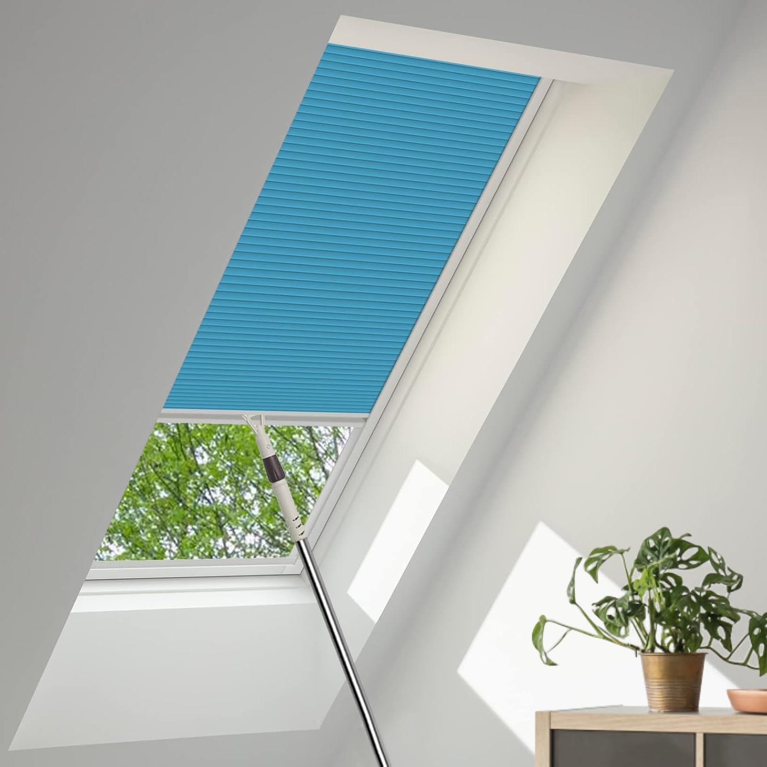 Adjustable Size Blinds for Windows, Skylight Blinds & Shades, Cordless Cellular Shades Waterproof and Heat Insulation - Custom Cut to Size, 100% Blackout White