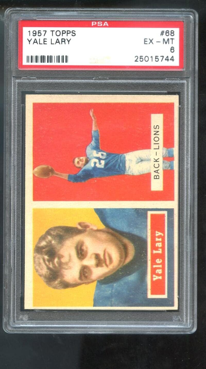 1957 Topps #68 Yale Lary Detroit Lions HOF PSA 6 Graded Football Card NFL