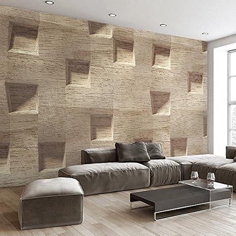 Amazon Mznmカスタム壁壁画壁紙立体3d壁の抽象square Wood Grain Large壁画壁絵画不織布壁紙 Wsdghhs 壁紙
