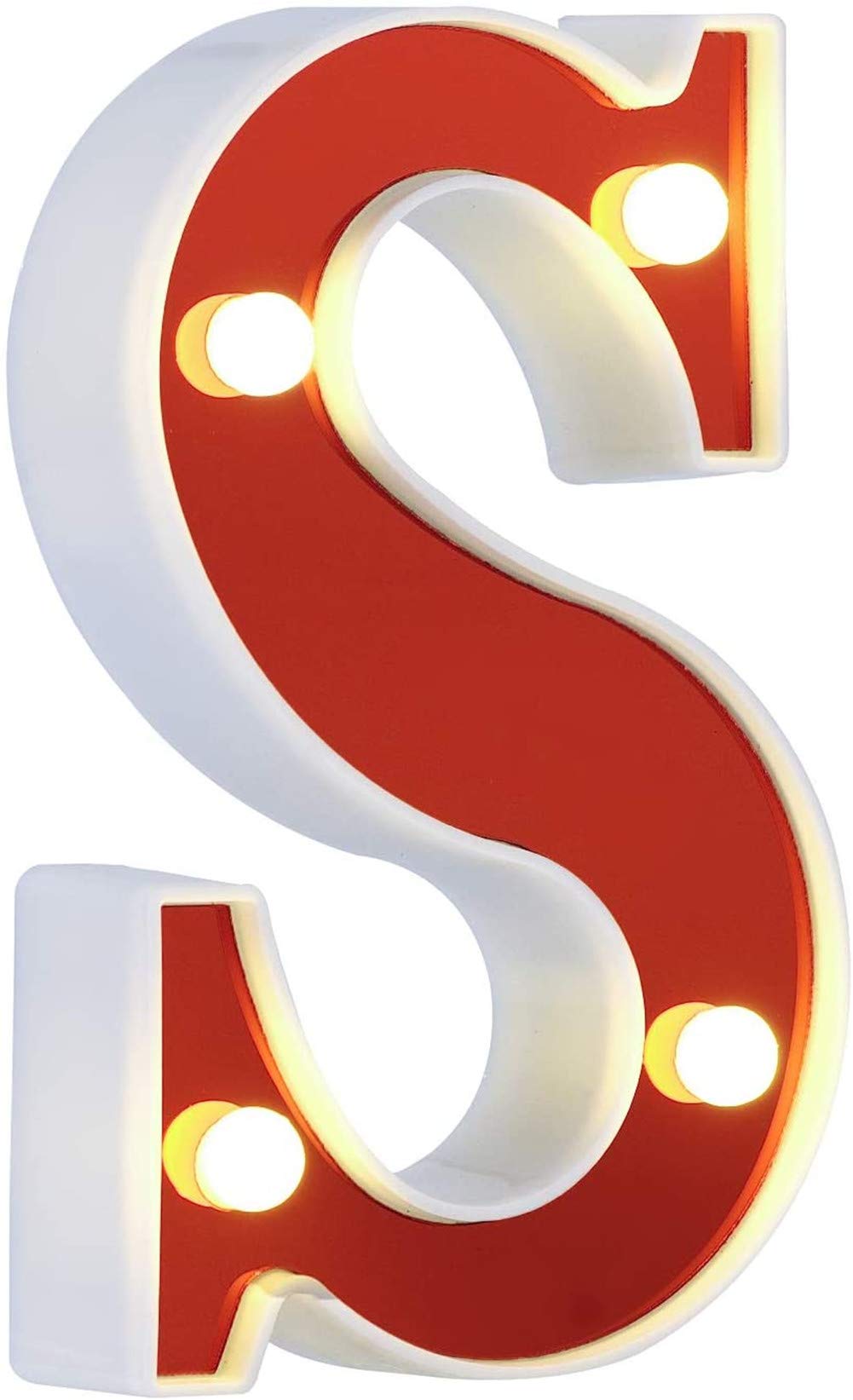 DUBENS Illuminated Number Letter LED Light, Creative Night Lights, LED Lighting English Letters, Alphabet Numbers Lamp, Red Decoration Lights, Battery Operated (S)