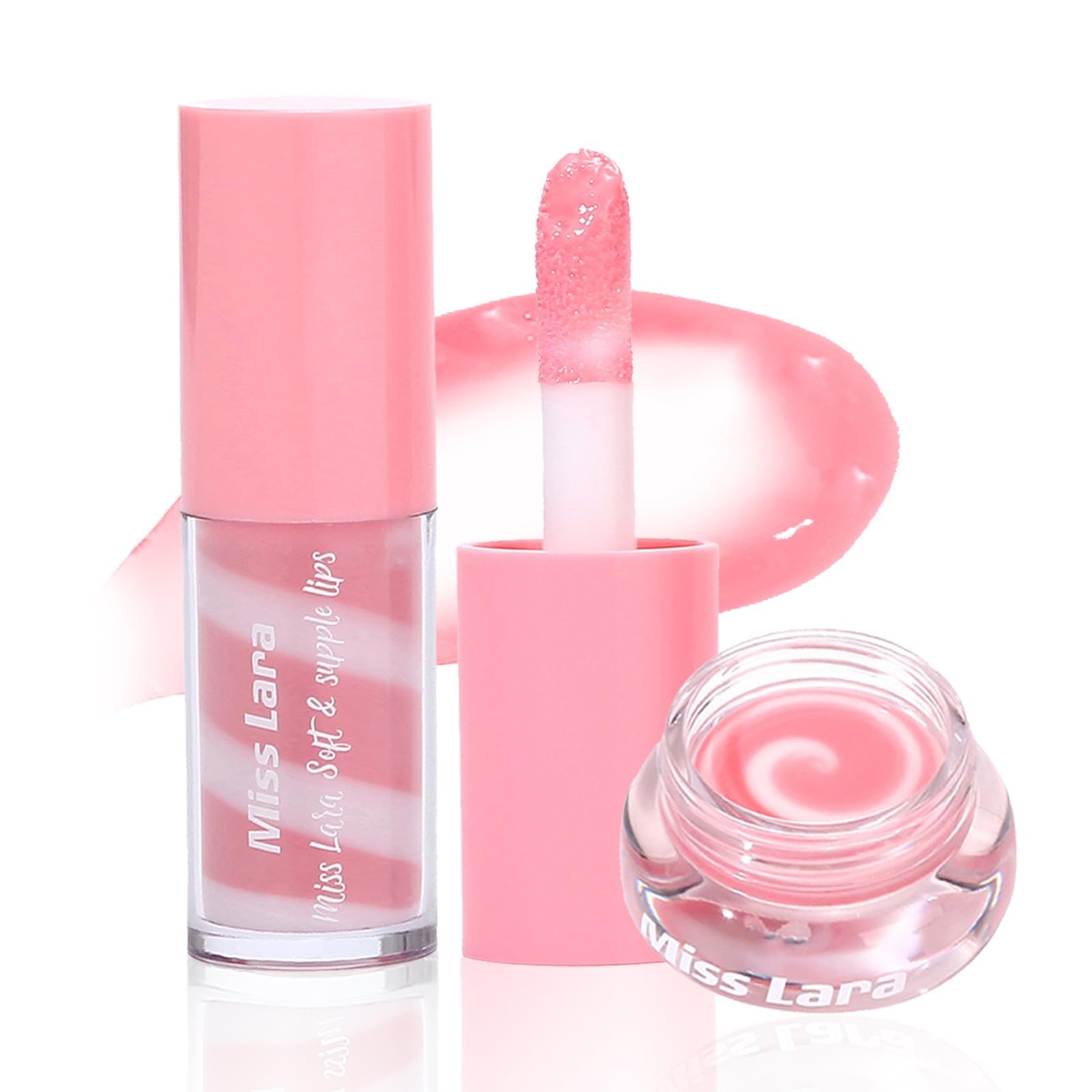 Prreal 2Pcs Lip Gloss Lip Balm Set, Lip Plumper Gross Lip Jelly Tinted, Moisturizing Lip Gloss Lip Jelly Lipstick Set