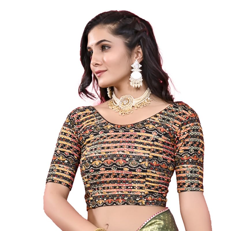 Image of Colorful Street Cotton Stretchable Round Neck Printed Blouse