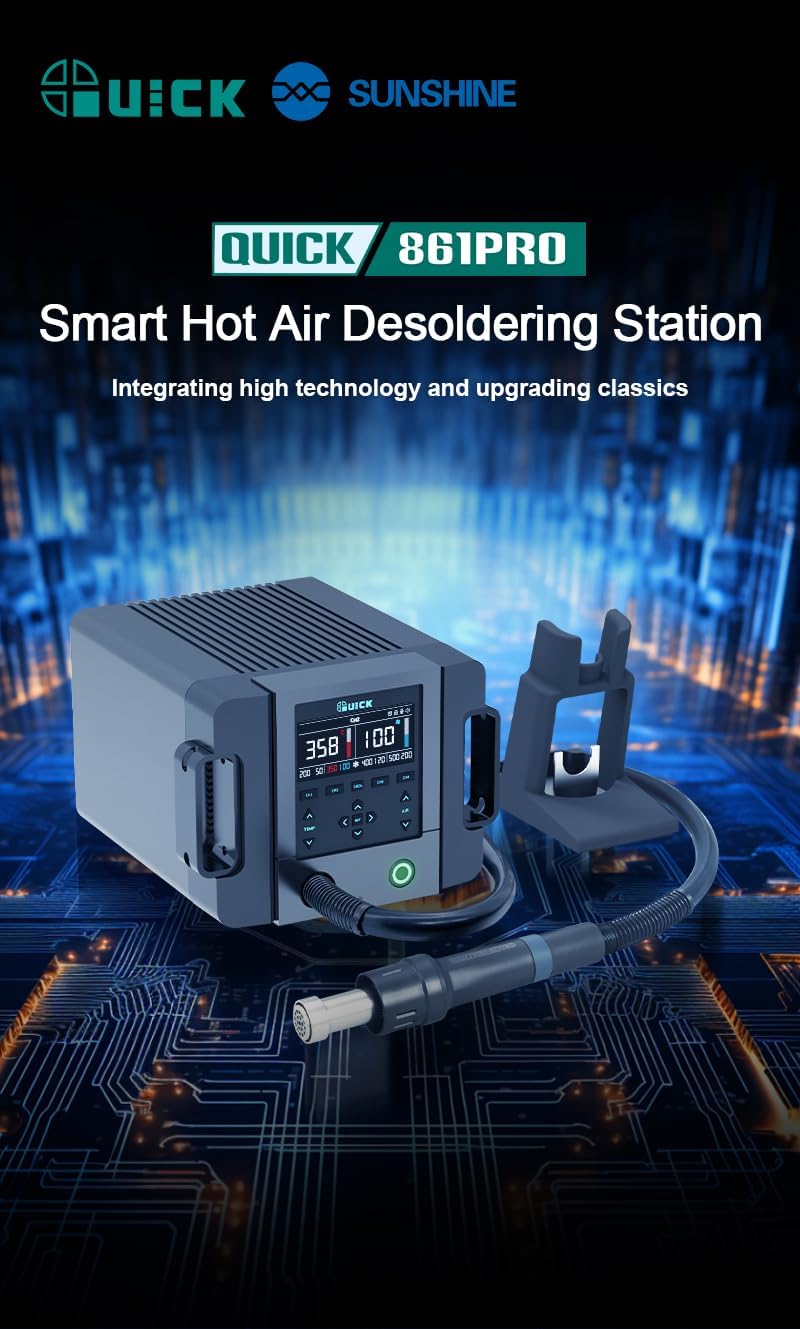 QUICK/SUNSHINE 861 Pro Hot Air Rework Station Soldering Station Intelligent Digital Display 1300W Desoldering Station For PCB Chip Repair