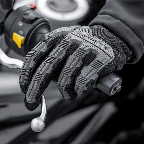 Miniatura 7 de ROCKBROS Guantes para ciclismo de montaña con almohadilla de gel, pantalla táctil y protección de nudillos para BMX MX ATV MTB Racing, color negro