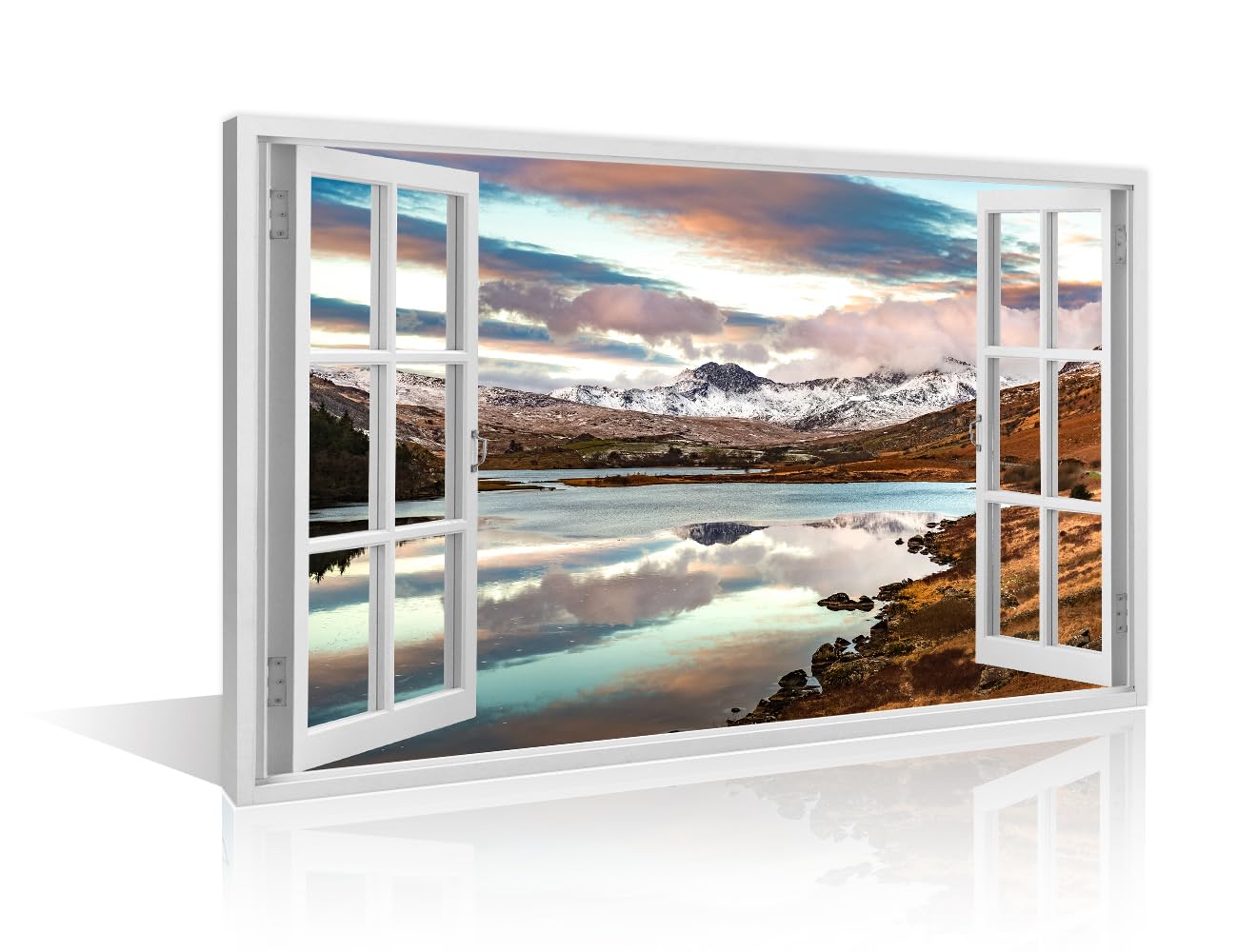 1 Piece Wall Decorations for Living Room Snowdonia Mountains Wall Art Sunset Sky and Snowy Mountain Poster Prints on Canvas Modern Home Decor Framed Ready to Hang (24''Wx 36''H) โ image 1