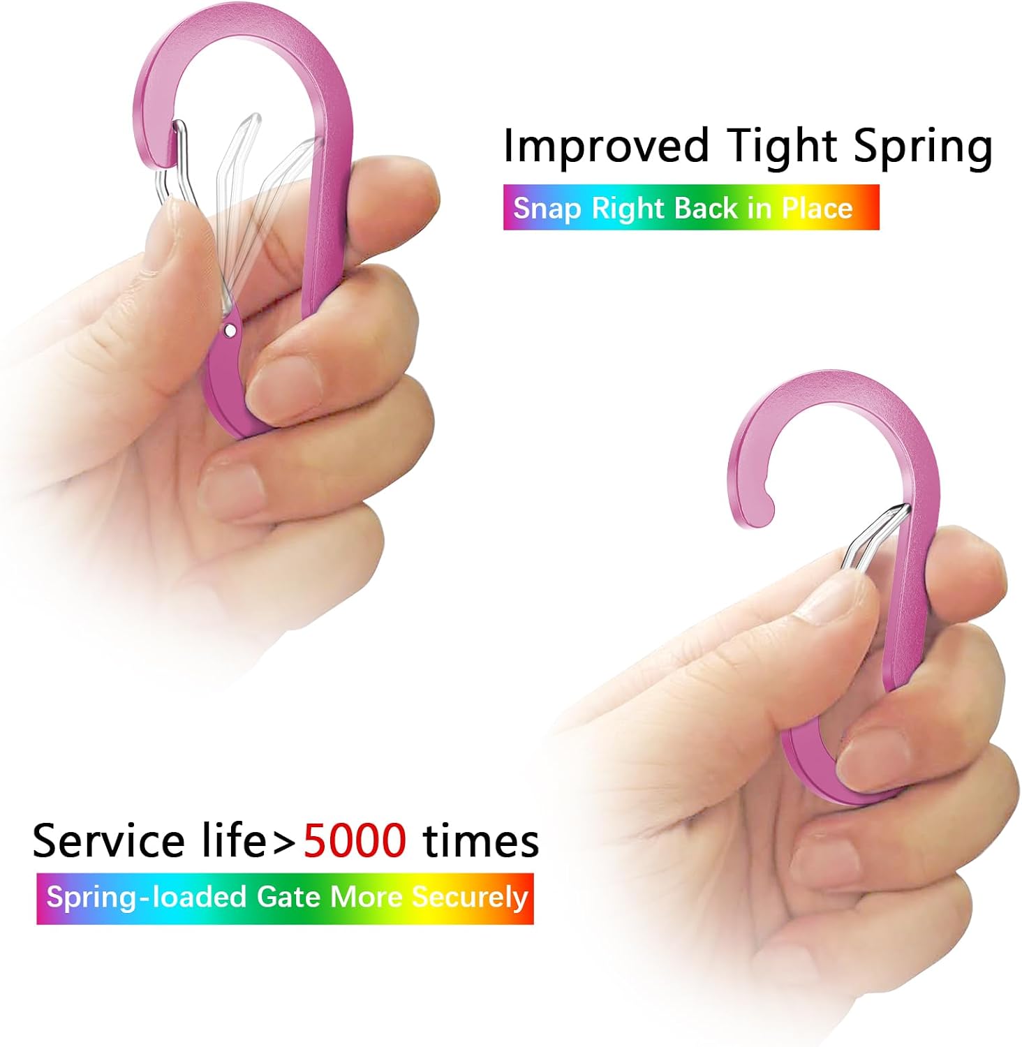 sprookber 3.2 Inch Aluminum Carabiner Clips D Ring, Caribeaner Spring Snap Hook with Keychain for Camping, Hiking, Gym & Outdoor Gear, Set of 10 image 3