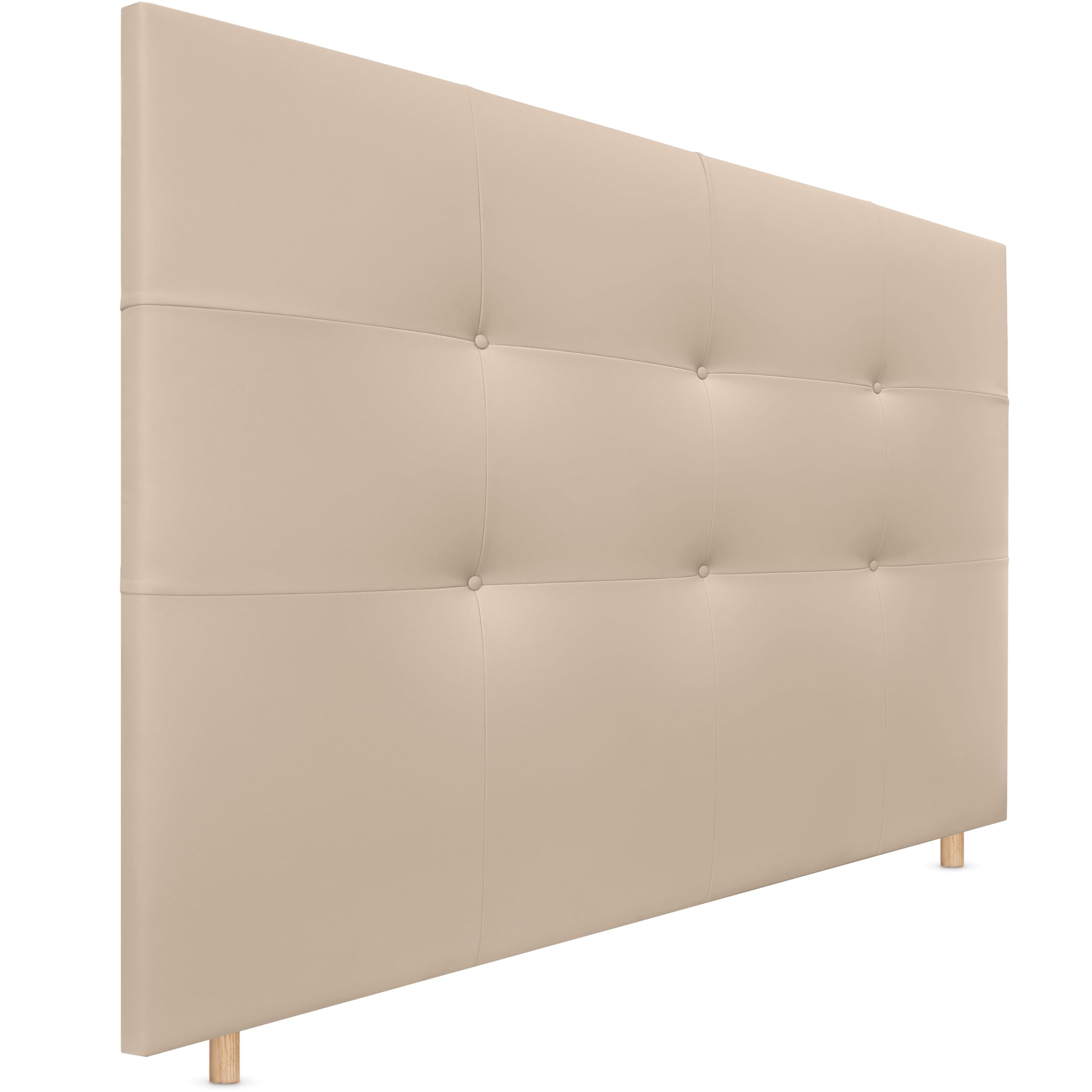 DHOME Cabecero, Cabezales de Cama Capitoné hasta el Suelo. Cabezal tapizado ACUALINE Tela y Polipiel. Cabeceros de Cama Matrimonio e Individual (Polipiel Beige, 145cm (Camas 120/135/140))