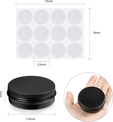 Miniatura 8 de Patelai Latas redondas de metal de 2 onzas, latas de aluminio con tapa de rosca, 10 hojas de calcomanías para velas de bálsamo de especias y
