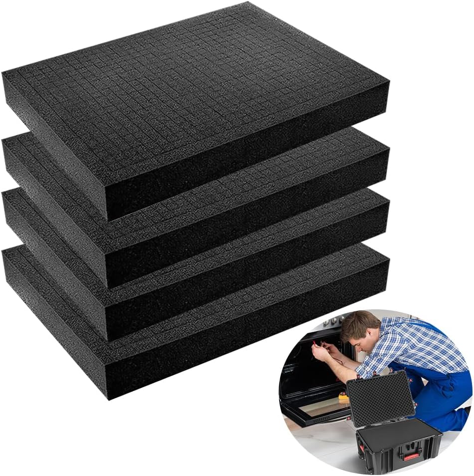 Silkwish 4 pieces 400 x 300 x 50 mm grid foam cube foam, tool box, camera case, foam, case insert, protection for camera and tools
